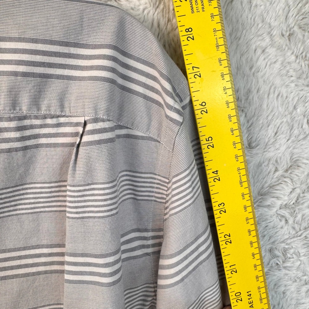 J Crew Shirt Mens Large Gray Striped Long Sleeve Button Down 100% Cotton Casual‎ - Picture 10 of 12